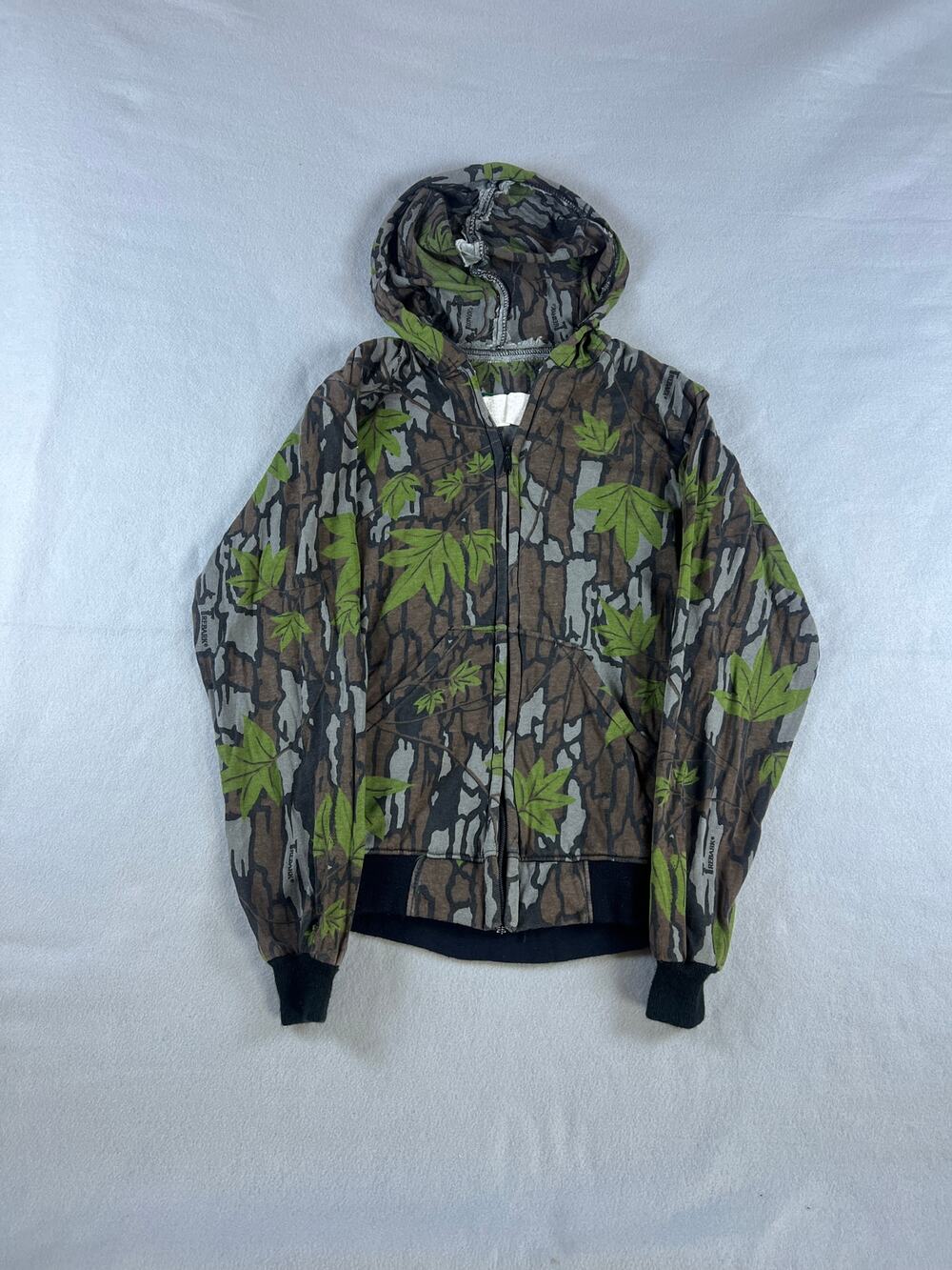 Vintage SafTbak Hunting Hoodie Mens M Gray Brown Trebark Camo Outdoor Sports